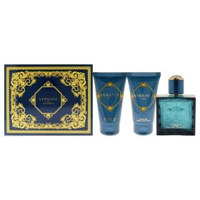 Versace Eros by Versace for Men - 3 Pc Gift Set 1.7 oz EDT Spray, 1.7 oz Comfort After Shave Balm, 1.7 oz Invigorating Shower Gel