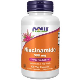 NOW Supplements, Niacinamide (Vitamin B-3) 500 mg, Energy Production*, 100 Veg Capsules