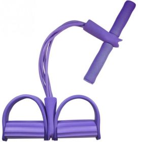 Natural Latex Foot Pedal Elastic Pull Rope with Handle Fitness Equipment Bodybuilding Expander (Option: Purple2pc)