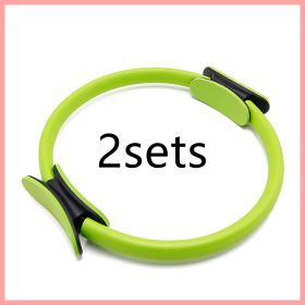 Yoga Fitness Pilates Ring Women Girls Circle Magic Dual Exercise Home Gym Workout Sports Lose Weight Body Resistance (Option: Green2sets)