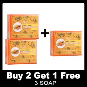 AILKE Skin Whiten Soap -Natural Papaya Soap For Dark Spots, Clean Stains, Improves Dull Skin, Face & Body & Hands Soap Bar (Smell: BUY 2 GET 1 FREE)