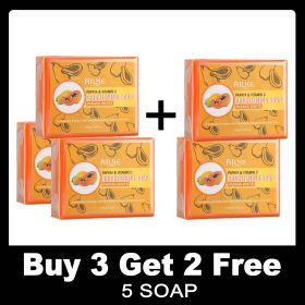 AILKE Skin Whiten Soap -Natural Papaya Soap For Dark Spots, Clean Stains, Improves Dull Skin, Face & Body & Hands Soap Bar (Smell: BUY 3 GET 2 FREE)