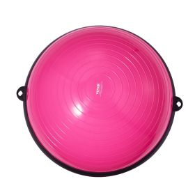 VEVOR Half Exercise Ball Trainer, 23 inch Balance Ball Trainer, 660lbs Capacity Stability Ball, Yoga Ball with Resistance Bands & Foot Pump (Top Non-Slip Texture: Wavy Pattern, Color: Pink)